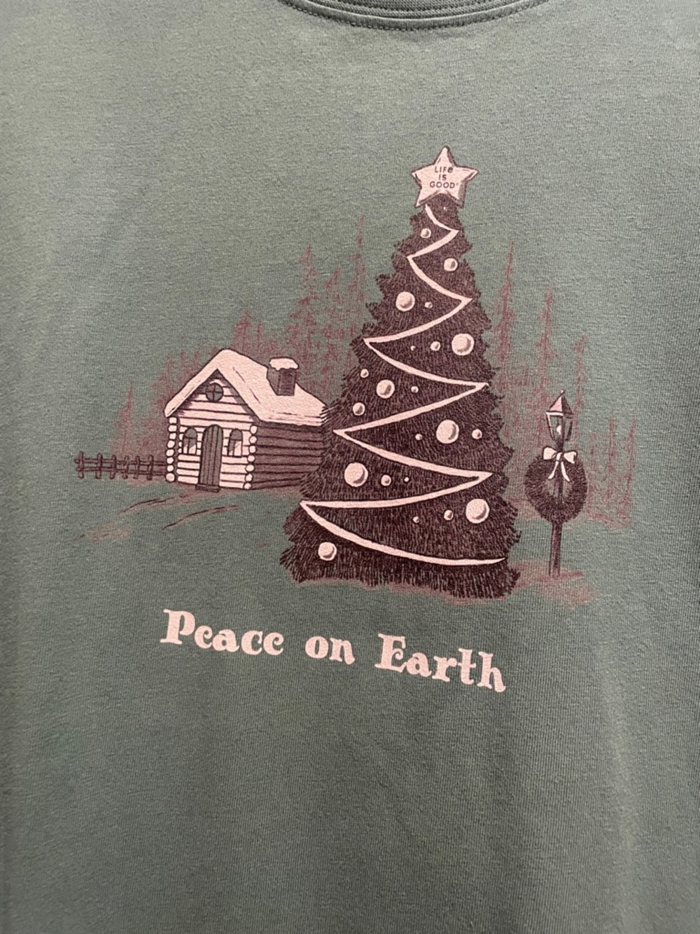 Life Is Good Green Long Sleeve Tee "Peace on Earth" - Picture 4 of 8